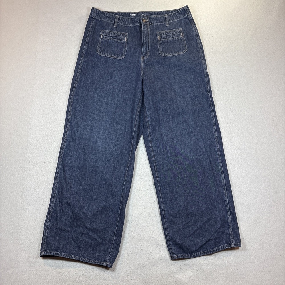Old Navy Wow Baggy Wide Leg Jeans Womens 16 Tall Blue High Rise Loose Skater